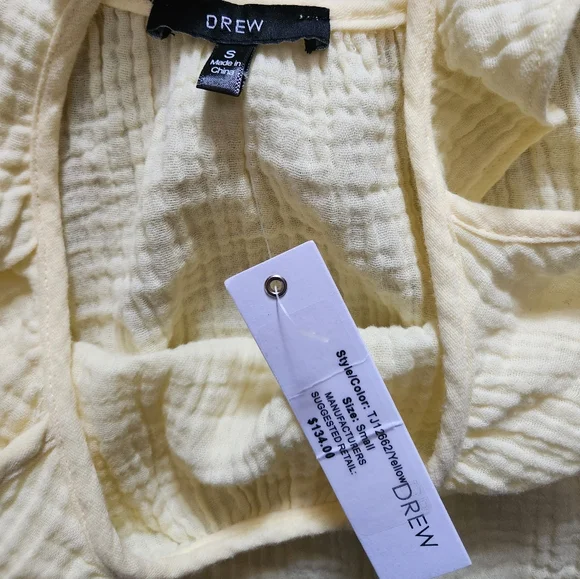 Nwt anthropologie DREW yellow gauze cotton tank small $134 - Picture 2 of 5